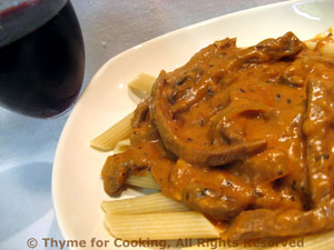 Beef Stroganoff over Pasta