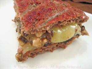 Giant Burger Stuffed with Mushrooms, wedge