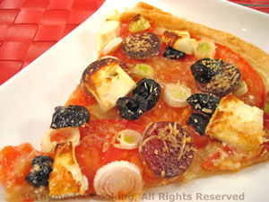Puff Pastry Pizza with Chorizo, Feta and Olives