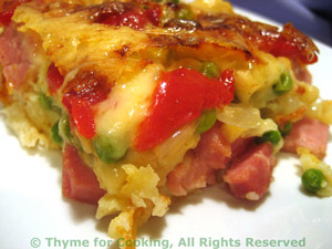 Popover Pie with Ham and Peas, Slice