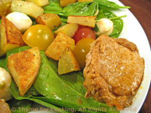 Spinach Salad with Pork, Potatoes and Mozzarella