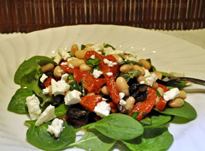 Spinach, Pimiento and Feta Salad