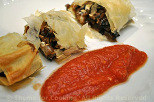 Mushroom Strudel with Tomato Sauce